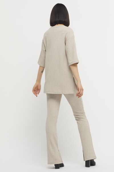 t-shirt femme Ava côtelé gris clair - 1000026250 - HEMA