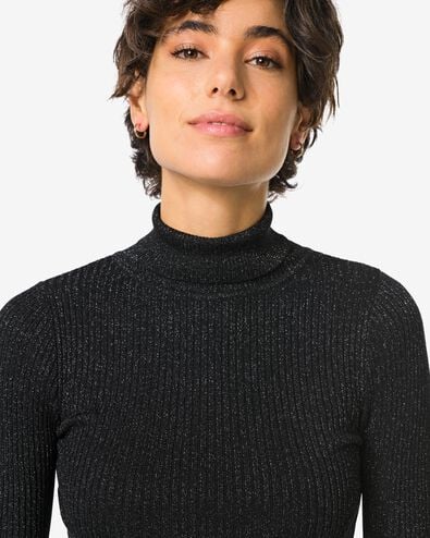 dames coltrui Nova met ribbels en glitters zwart zwart - 1000029471 - HEMA