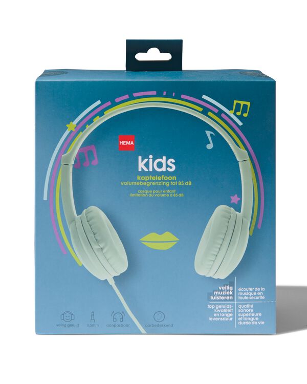 kinder koptelefoon met volumebegrenzing mint - 39620038 - HEMA