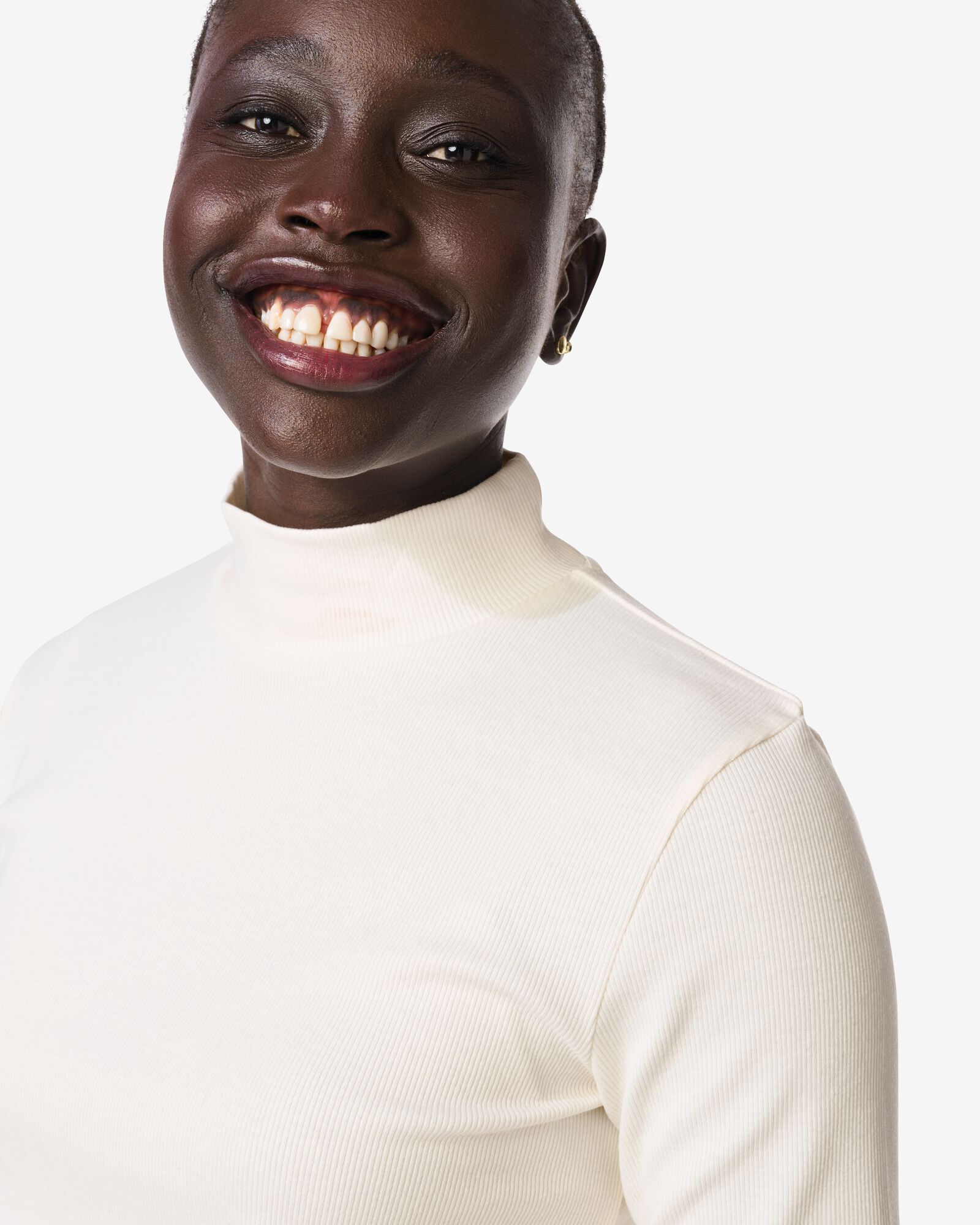 dames T-shirt Clara rib wit wit - 36207680WHITE - HEMA