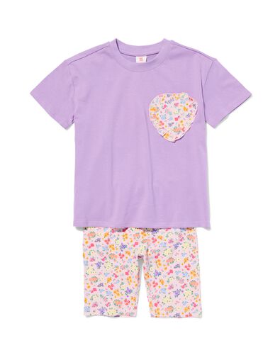 Kinderbekleidungsset gerippt mit Blumen violett violett - 30848000PURPLE - HEMA