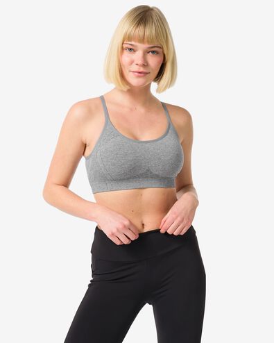 voorgevormde sporttop light support zonder beugel naadloos grijsmelange grijsmelange - 21700145GREYMELANGE - HEMA