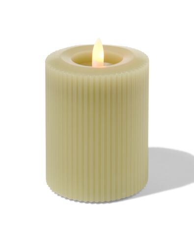 bougie nervur&eacute;e LED avec cire &Oslash;7.5x10 vert clair - 13550053 - HEMA