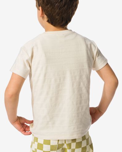 kinder T-shirt jacquard strepen ecru ecru - 30713103ECRU - HEMA