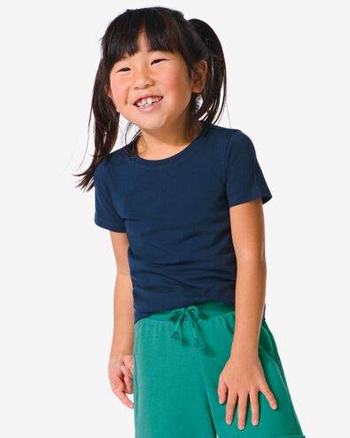 t-shirt enfant - coton bio bleu foncé 110/116 - 30832382 - HEMA