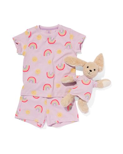 pyjacourt enfant coton arc-en-ciel avec t-shirt de nuit poupée lilas 110/116 - 23061582 - HEMA