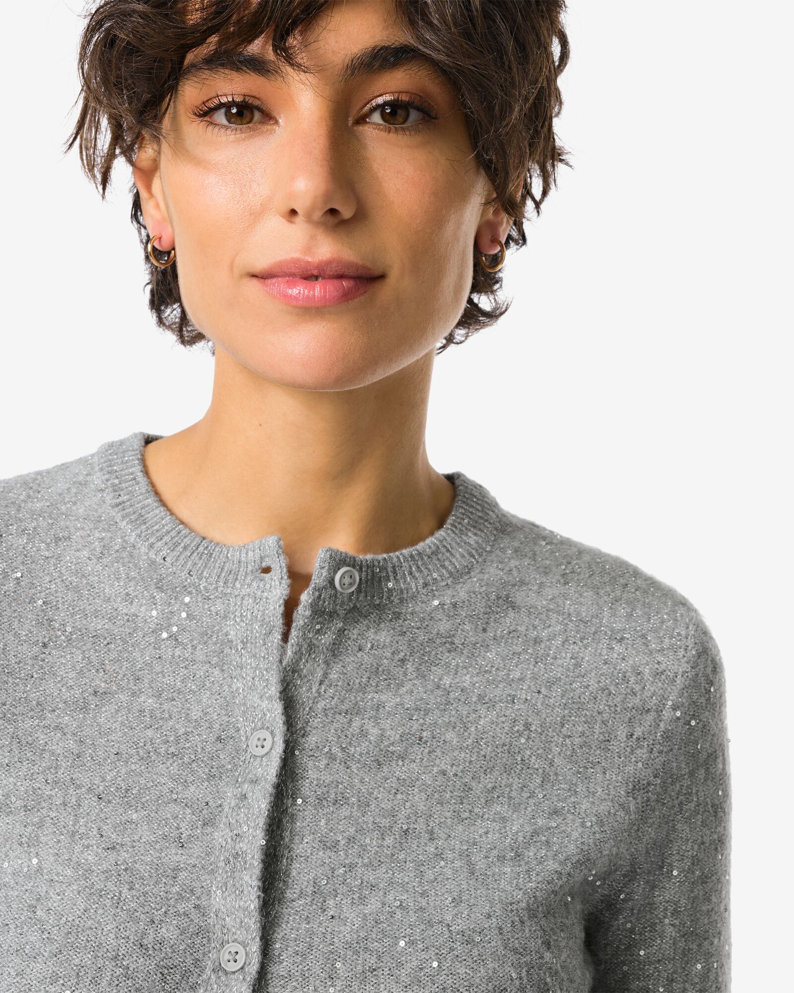 damesvest Gia glitter middengrijs middengrijs - 36205830MIDGREY - HEMA