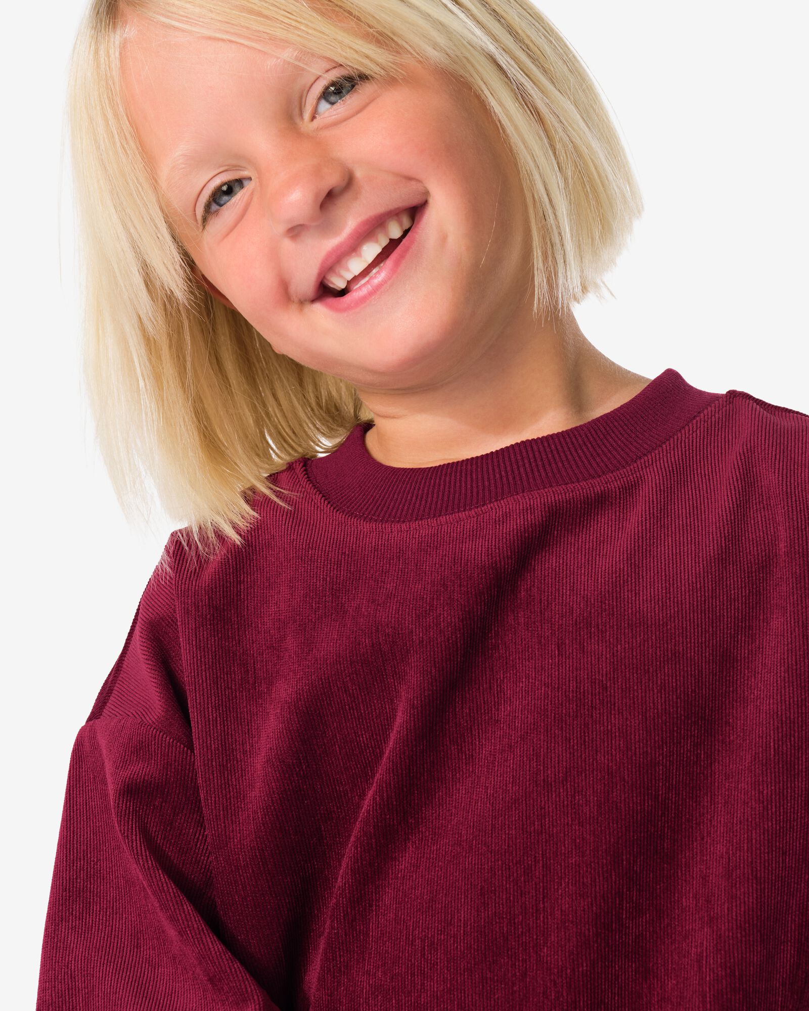 Kinderpulli gerippt, kurzes Modell  weinrot - 30821546WINERED - HEMA