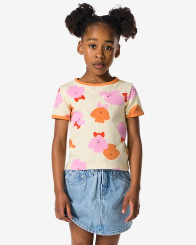 kinder T-shirt rib honden ecru - 30859007ECRU - HEMA
