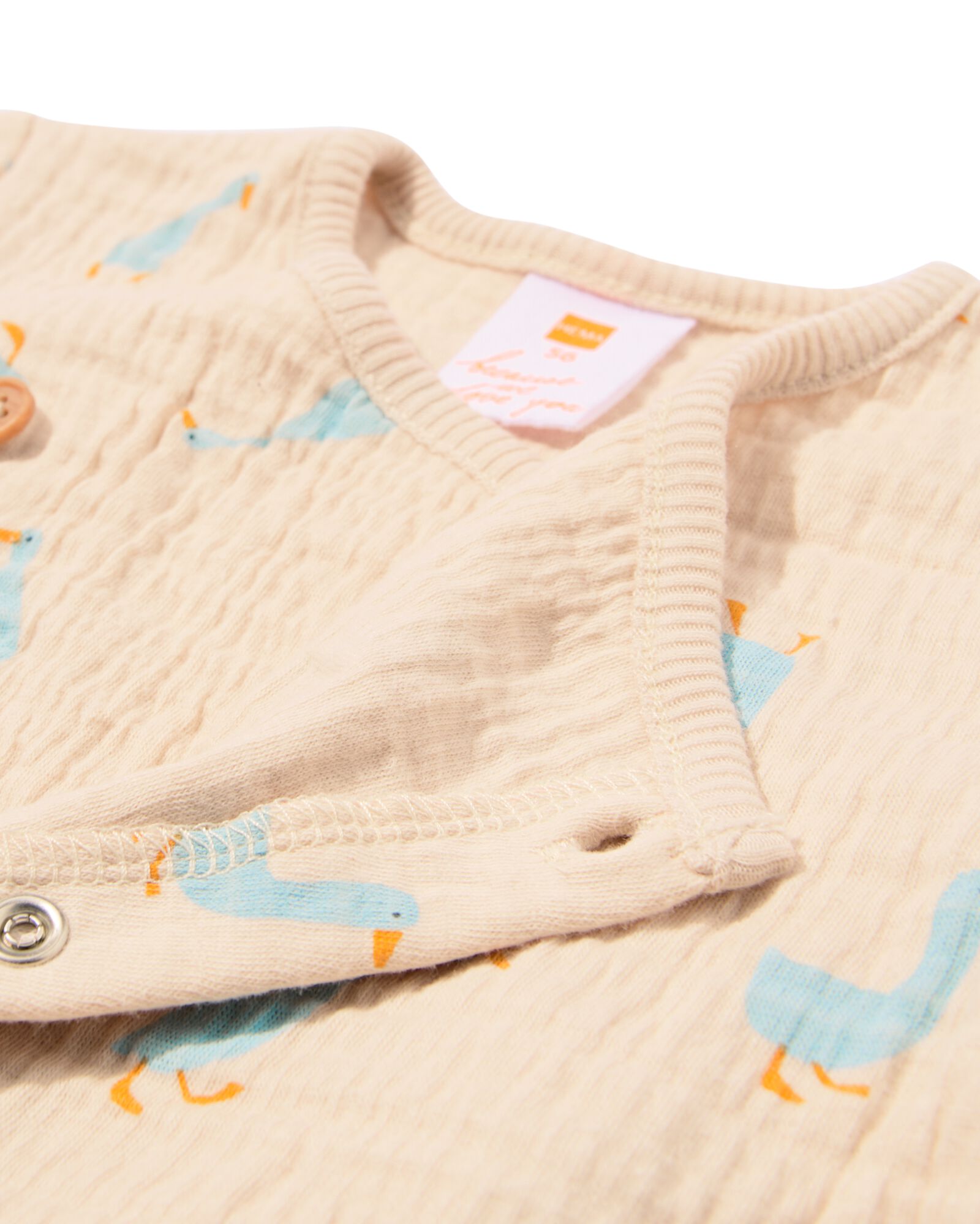 Baby-Wickelstrampler aus Baumwolle mit G&auml;nsen ecru - 33418020ECRU - HEMA