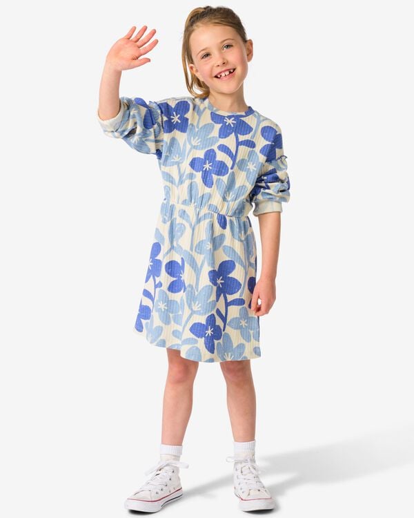 kinderjurk bloemen blauw blauw - 30829300BLUE - HEMA