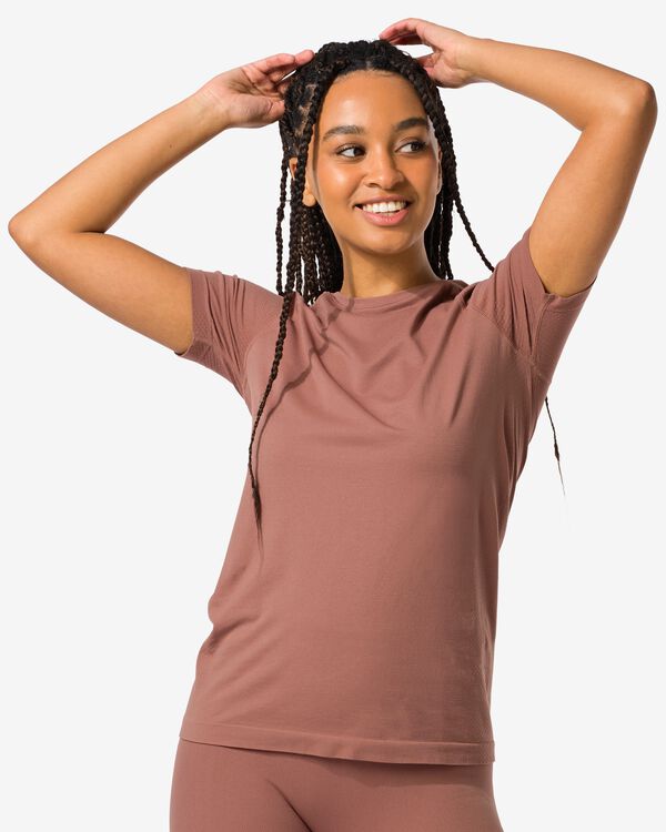 t-shirt sport sans coutures femme marron moyen - 36030313MIDBROWN - HEMA