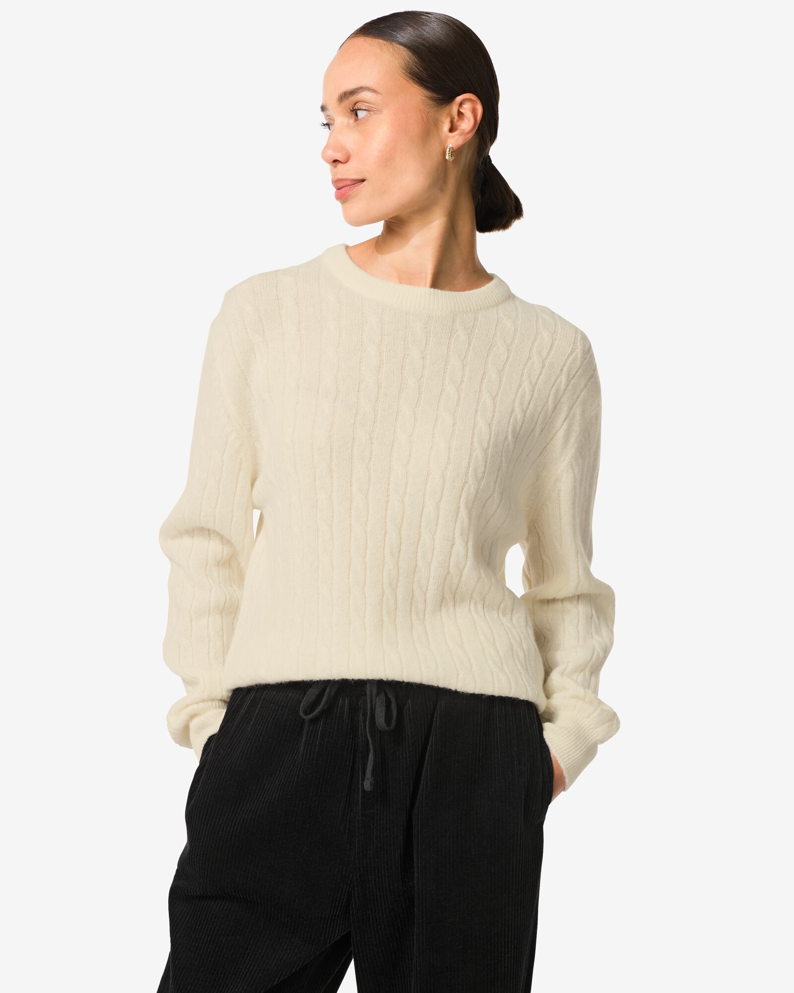 dames kabeltrui Fiep gebroken wit gebroken wit - 36205160OFFWHITE - HEMA