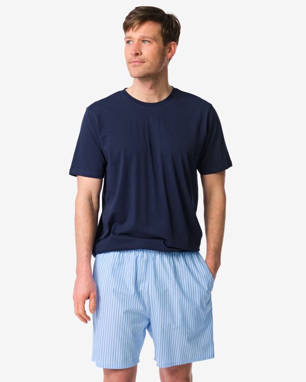pyjashort homme Philip jersey rayures bleu clair bleu clair - 23686230LIGHTBLUE - HEMA