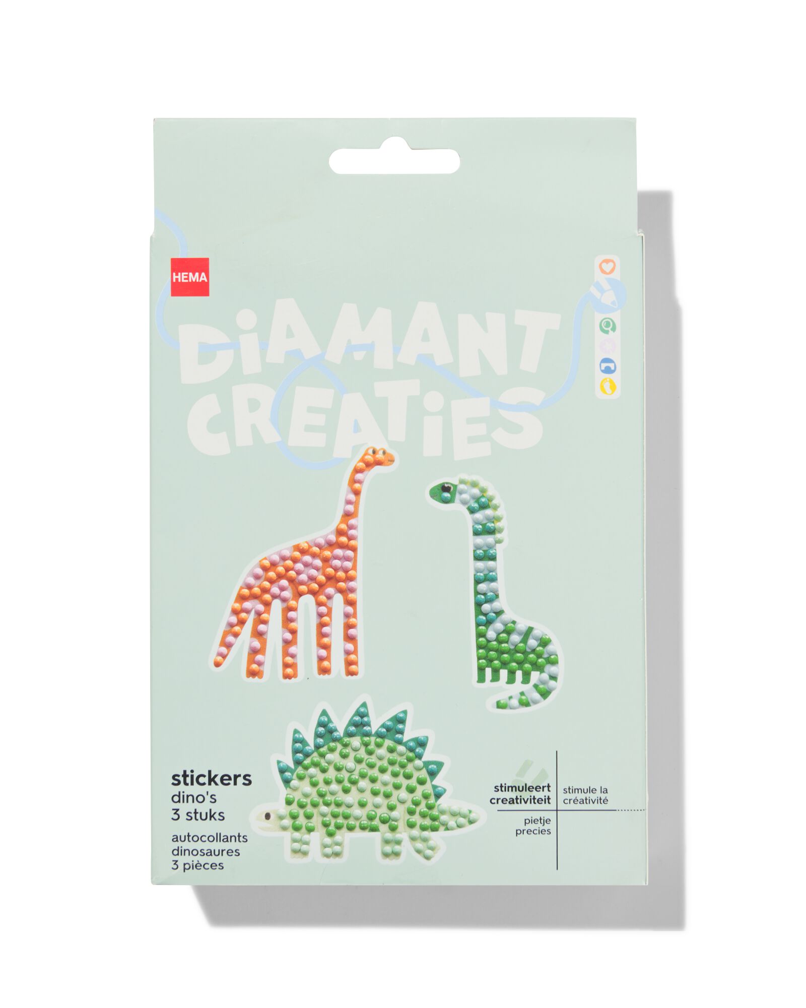 diamantcreaties stickers dino's - 3 stuks - 15900360 - HEMA