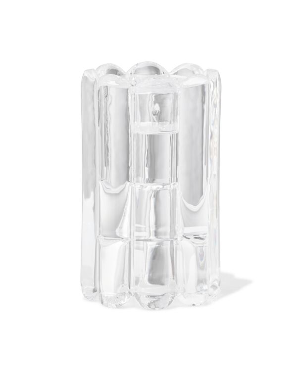 kandelaar S glas ribbel transparant - 13324183 - HEMA