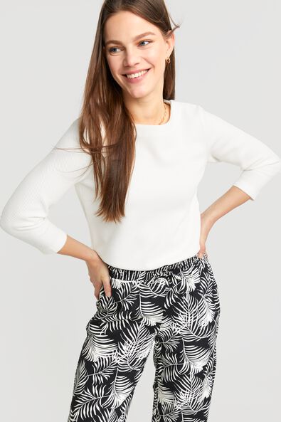 dames t-shirt Kacey structuur wit - 1000026950 - HEMA