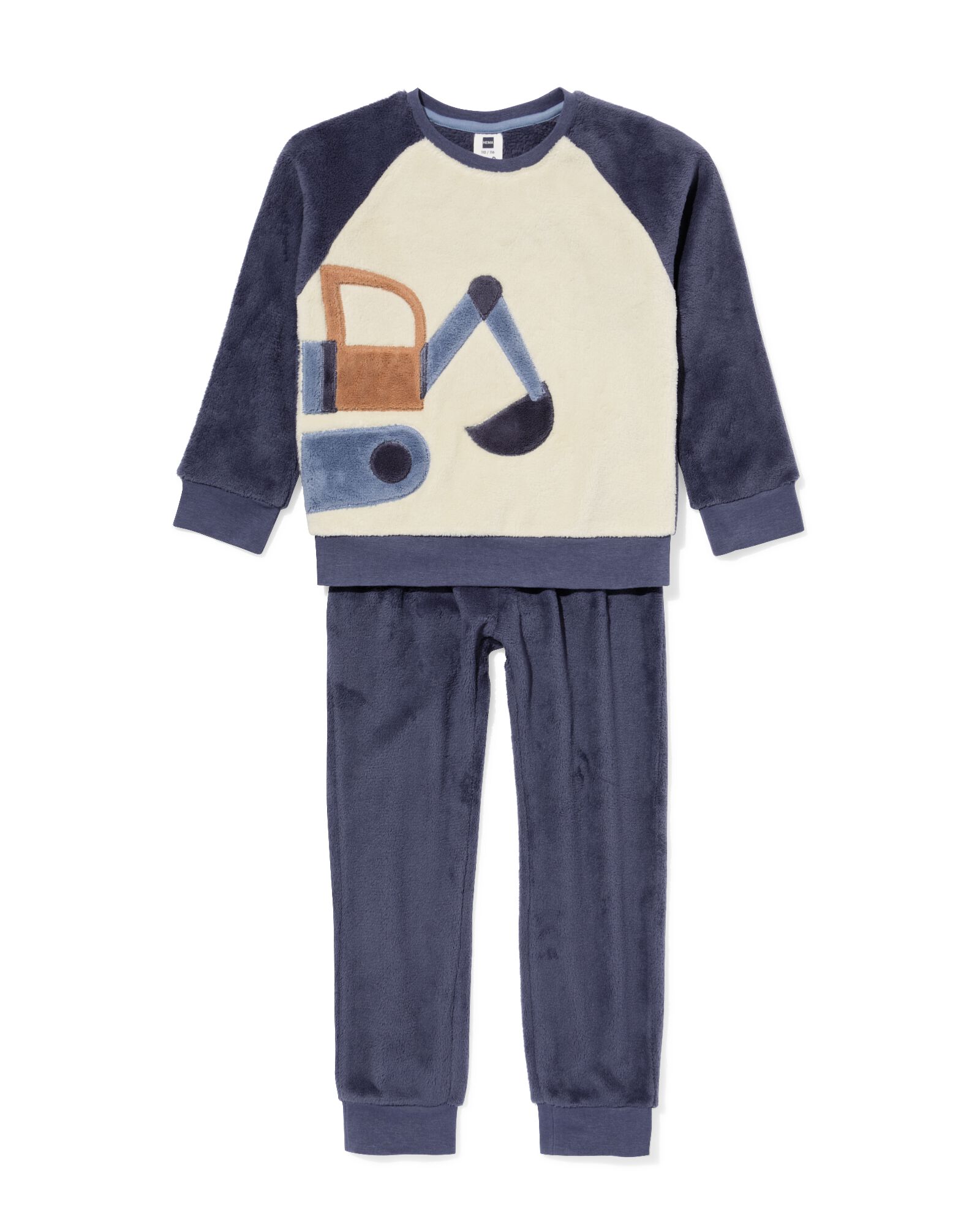 kinderpyjama fleece auto donkerblauw donkerblauw - 23001450DARKBLUE - HEMA
