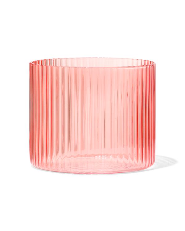 glas voor geurkaars ⌀10x8.5cm ribbel oranje - 13507538 - HEMA