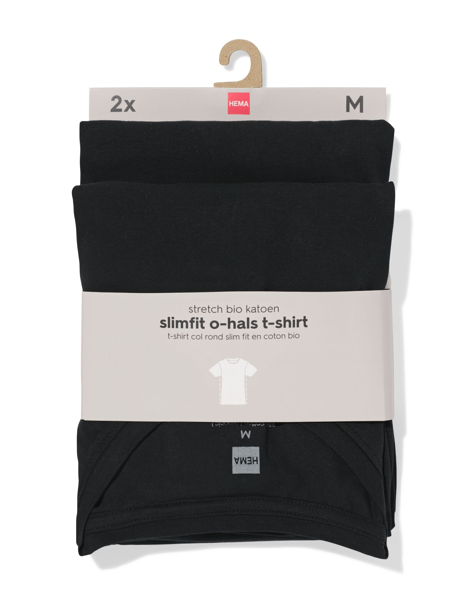 heren T-shirts slimfit o-hals - 2 stuks zwart zwart - 34290570BLACK - HEMA