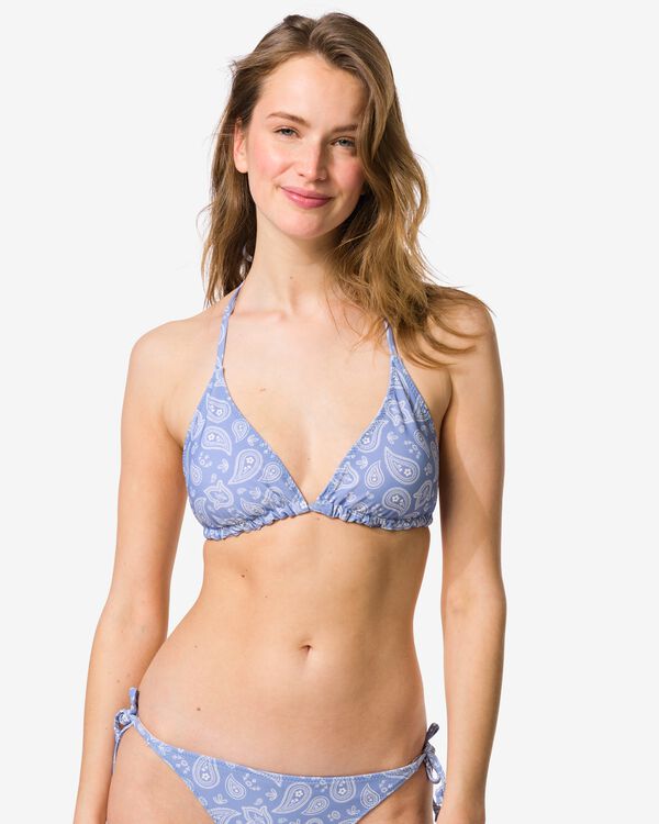 omkeerbare  damesbikinitop Juul triangel paisley-strepen blauw blauw - 22360710BLUE - HEMA