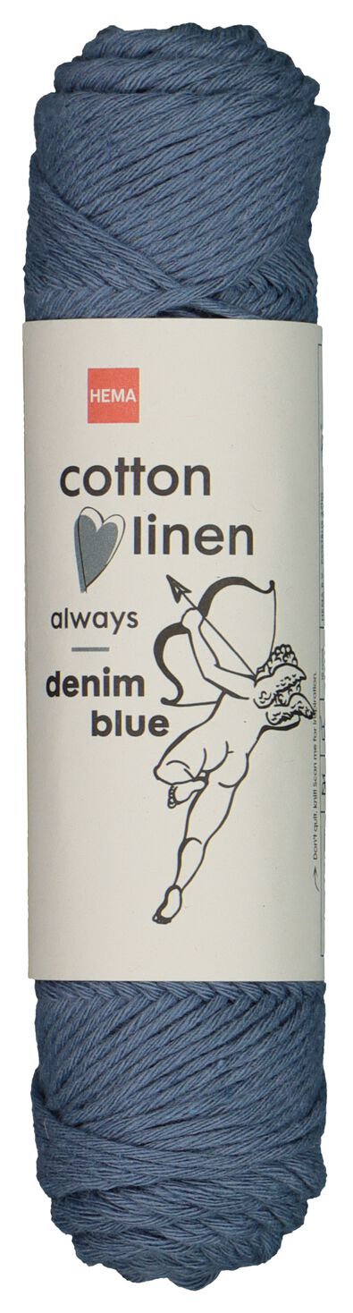 fil tricot et crochet coton/lin 50g/83m bleu denim bleu cotton linen - 1400201 - HEMA