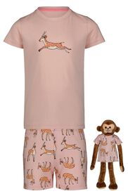 Kinder-Kurzpyjama mit Puppen-Nachthemd, Hirsch hellrosa hellrosa - 1000027286 - HEMA