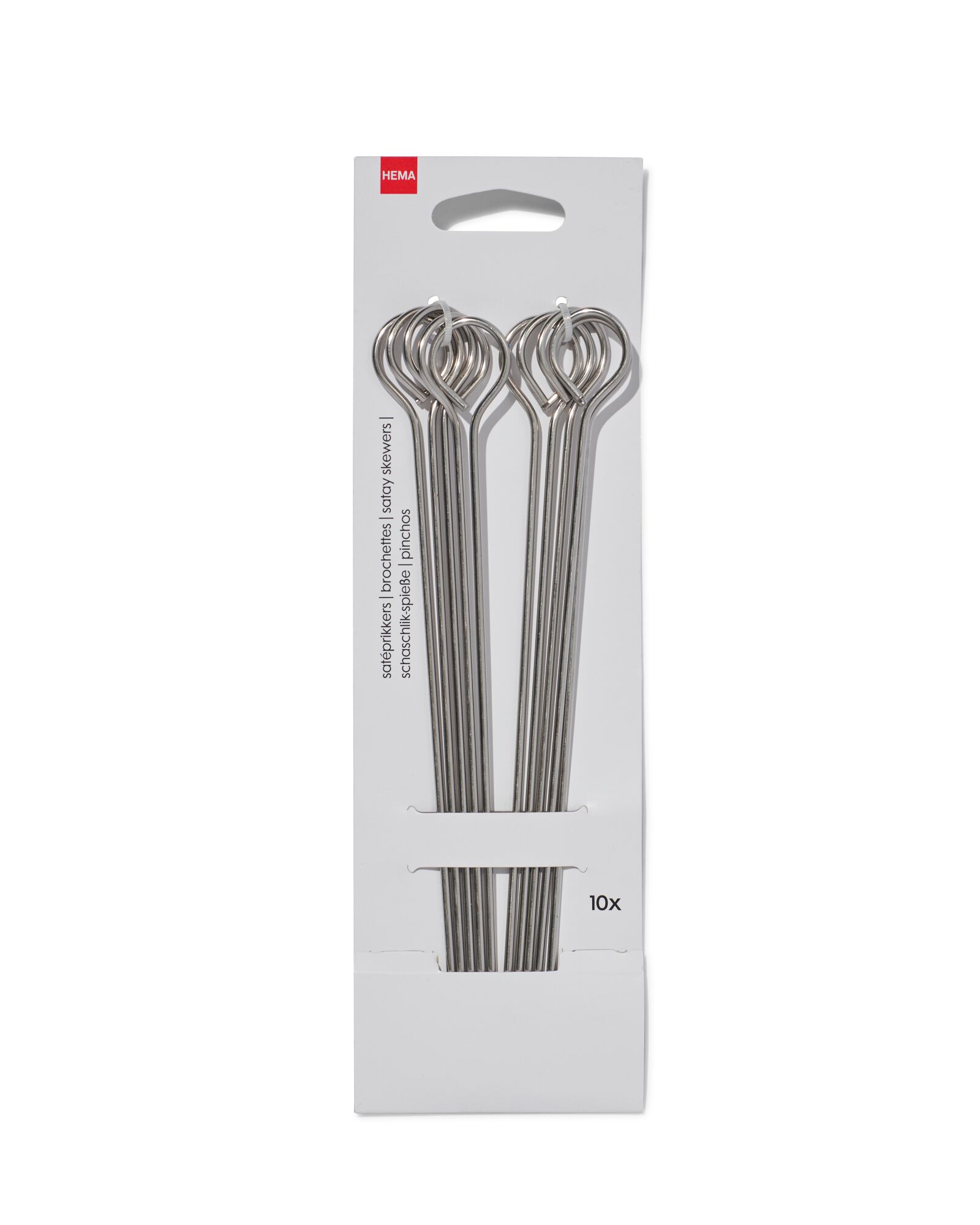 10&nbsp;piques &agrave; brochettes inox - 80800004 - HEMA