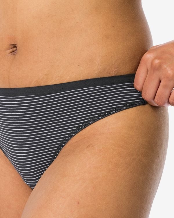 2 strings femme taille haute coton stretch noir/blanc noir/blanc - 19640900BLACKWHITE - HEMA