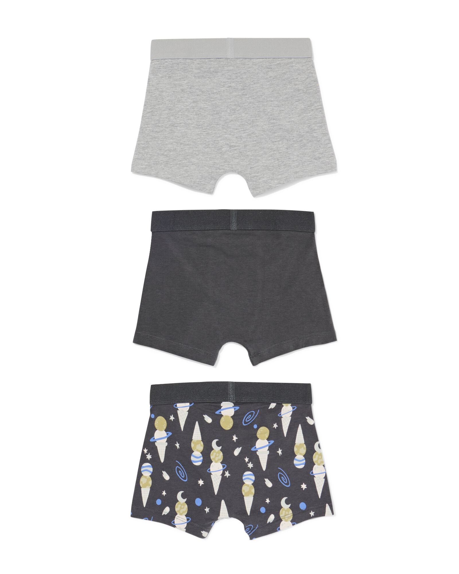 kinderboxers ijsjes - 3 stuks antraciet antraciet - 19203360ANTHRACITE - HEMA
