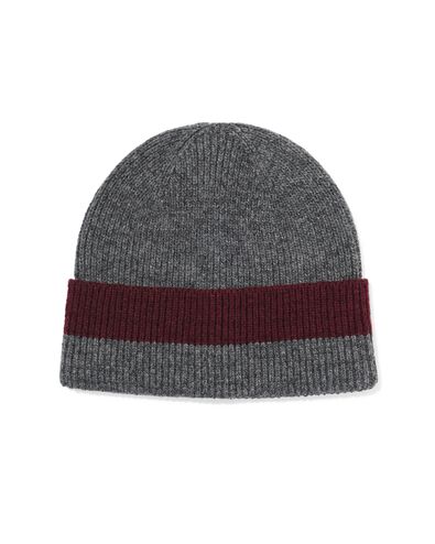 herenbeanie grijs-rood - 16500028 - HEMA