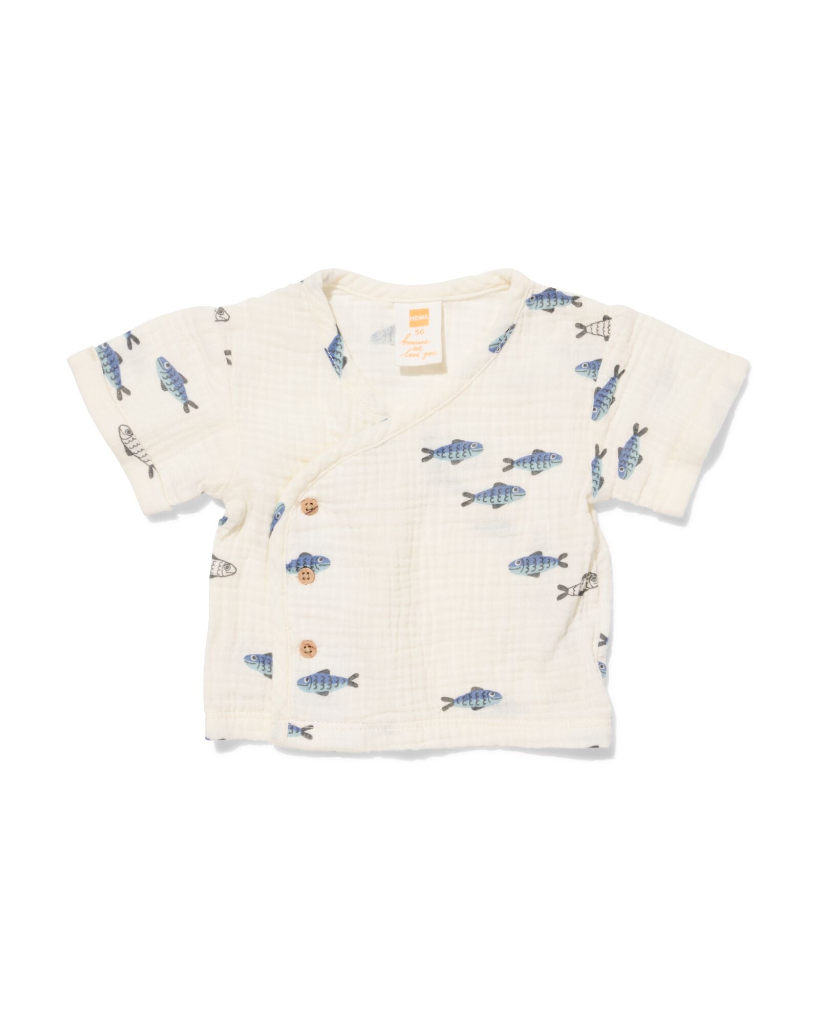 Newborn-T-Shirt Musselin Tierprint mit Wickeldesign eierschalenfarben eierschalenfarben - 33453020OFFWHITE - HEMA