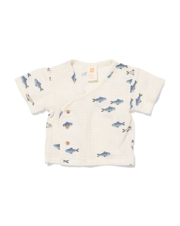 Newborn-T-Shirt Musselin Tierprint mit Wickeldesign eierschalenfarben eierschalenfarben - 33453020OFFWHITE - HEMA