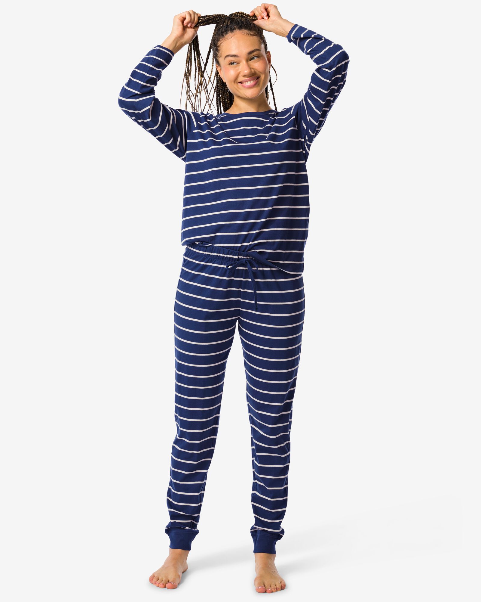 pyjama femme ray&eacute;  bleu fonc&eacute; bleu fonc&eacute; - 23490240DARKBLUE - HEMA