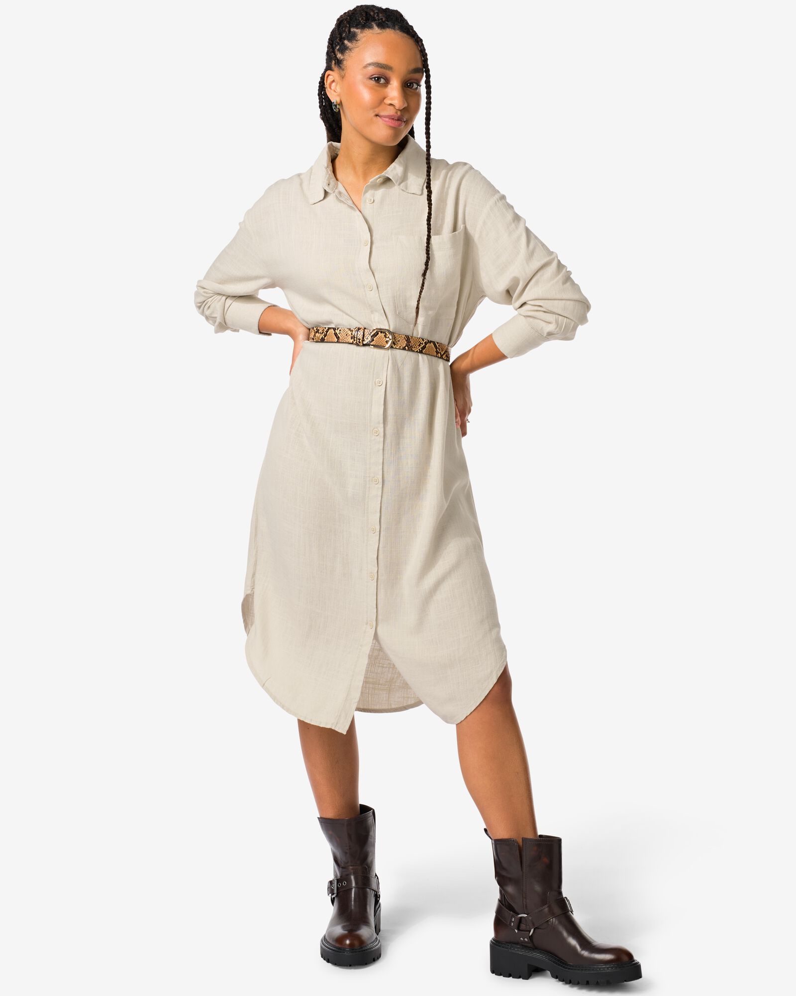 hema robe chemise femme lizzy avec lin sable (sable)