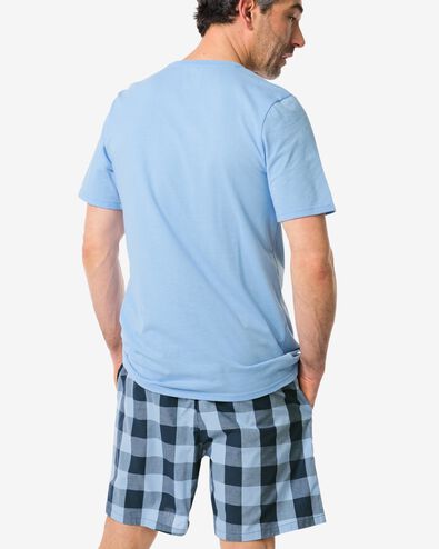 pyjacourt homme à carreaux jersey-popeline de coton bleu clair XL - 23640774 - HEMA