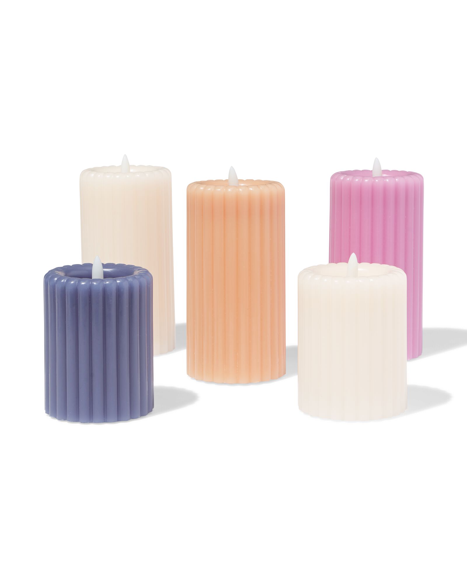 LED kaars 7.5x10cm rib ivoor - 13550089 - HEMA