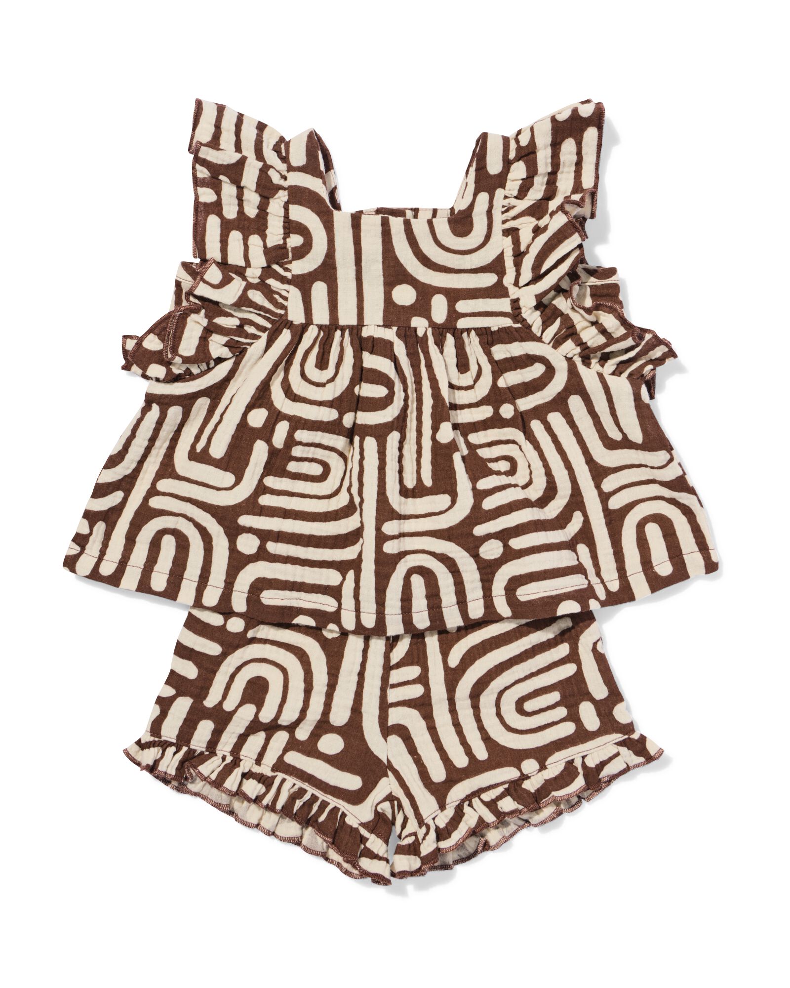 babykledingset mousseline abstract bruin bruin - 33091470BROWN - HEMA