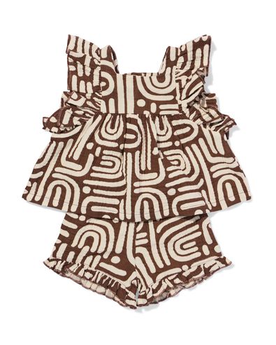babykledingset mousseline abstract bruin bruin - 33091470BROWN - HEMA