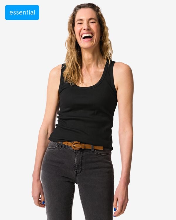 Damen-Top Anouk, Feinripp schwarz schwarz - 1000031337 - HEMA