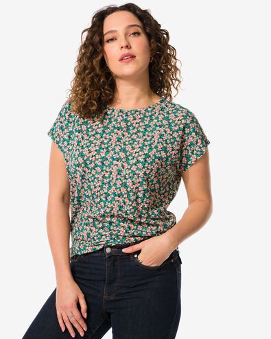Damen-T-Shirt Amelie, mit Bambusanteil bunt S - 36355371 - HEMA
