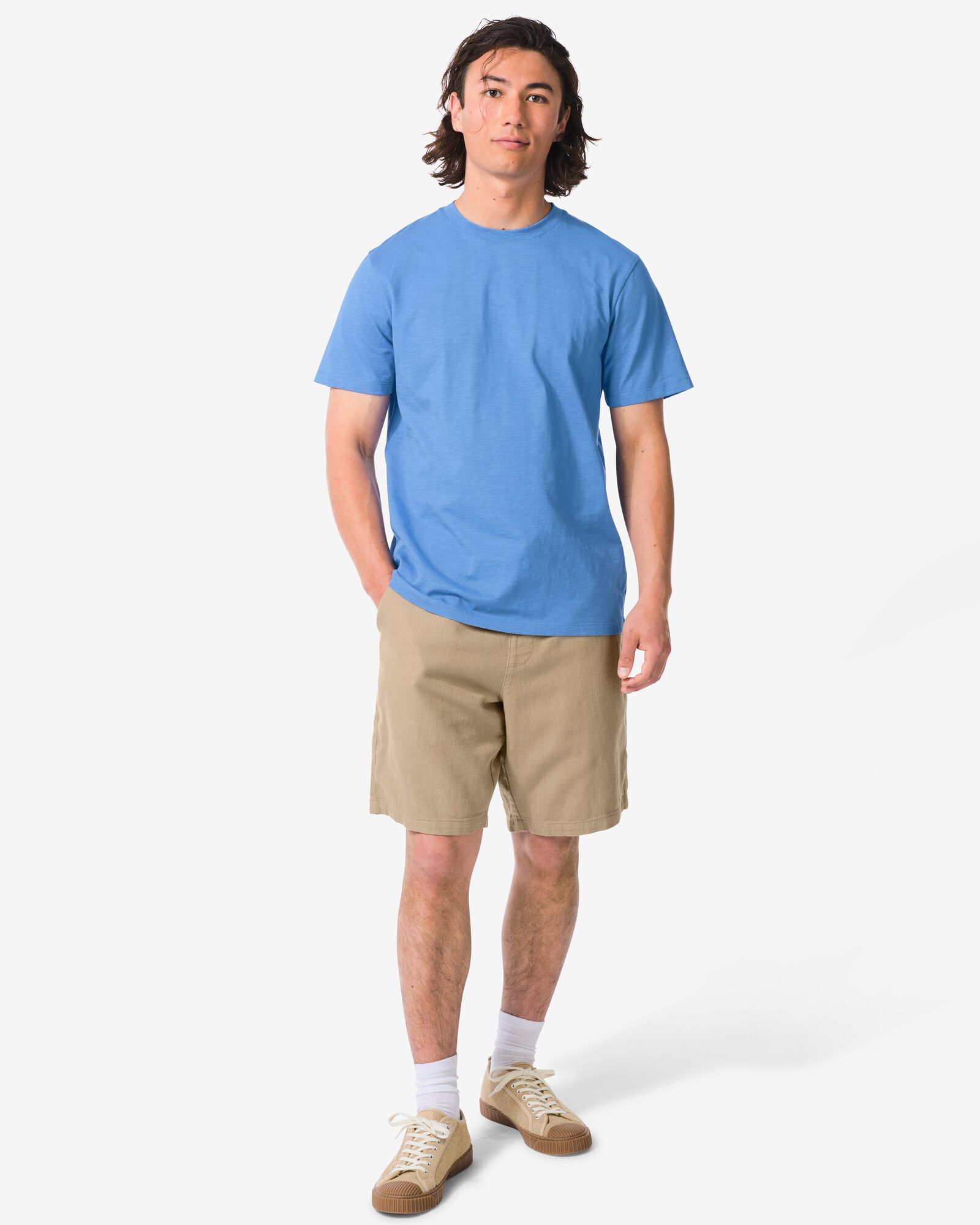 herenshort Wes regular fit beige beige - 2149620BEIGE - HEMA