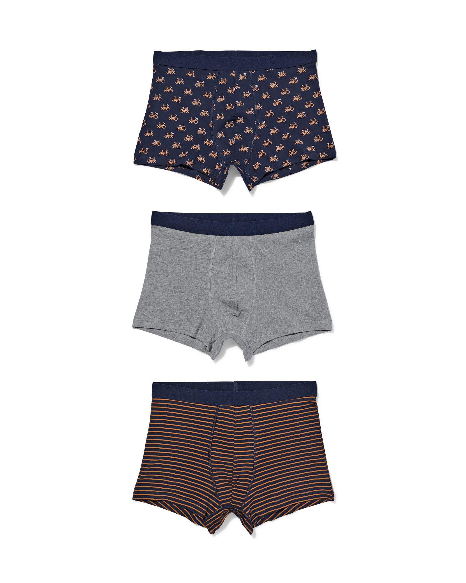 korte herenboxers katoen stretch fietsen - 3 stuks geel - 19110420YELLOW - HEMA