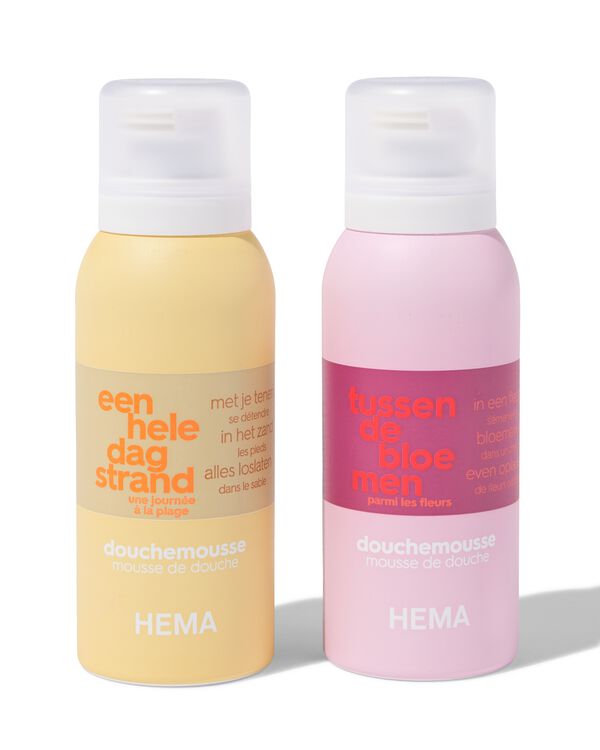 mini-mousse de douche fleurs et plage 100ml - 2 pi&egrave;ces - 11380080 - HEMA