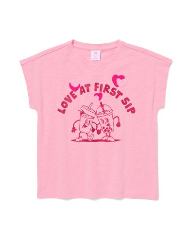 kinder T-shirt jersey drinks roze roze - 30843123PINK - HEMA