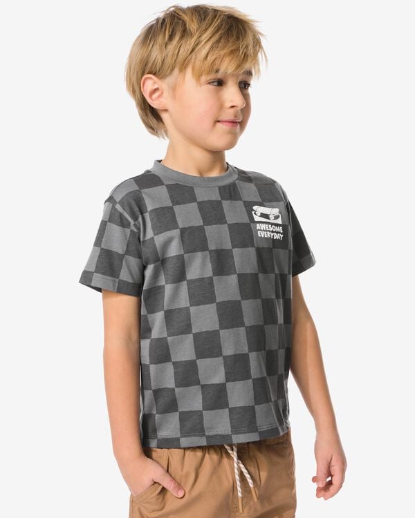 kinder T-shirt blokken donkergrijs donkergrijs - 30713201DARKGREY - HEMA