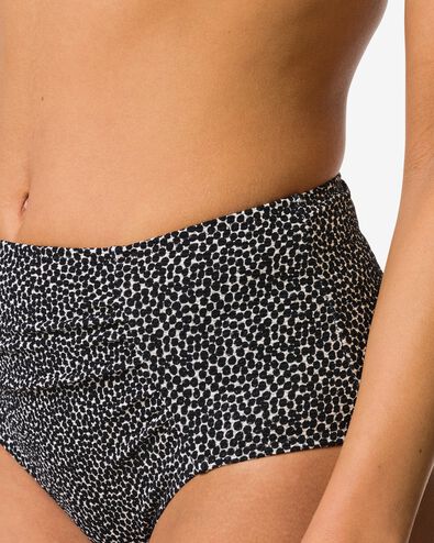 damesbikinibroekje Meggy hoog shaping fit structuur zwart/wit zwart/wit - 22360530BLACKWHITE - HEMA