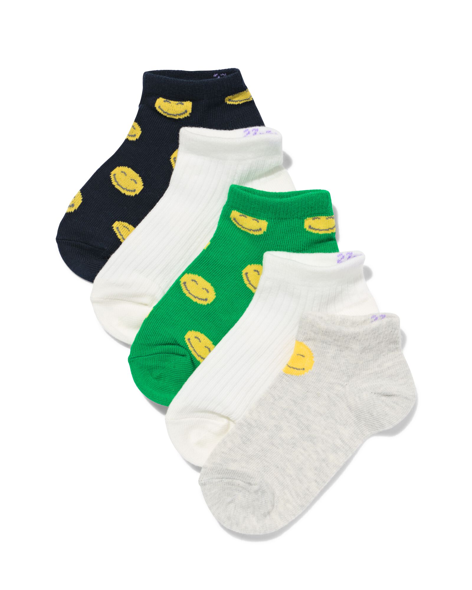 socquettes enfant visages - 5 paires noir - 4311180BLACK - HEMA