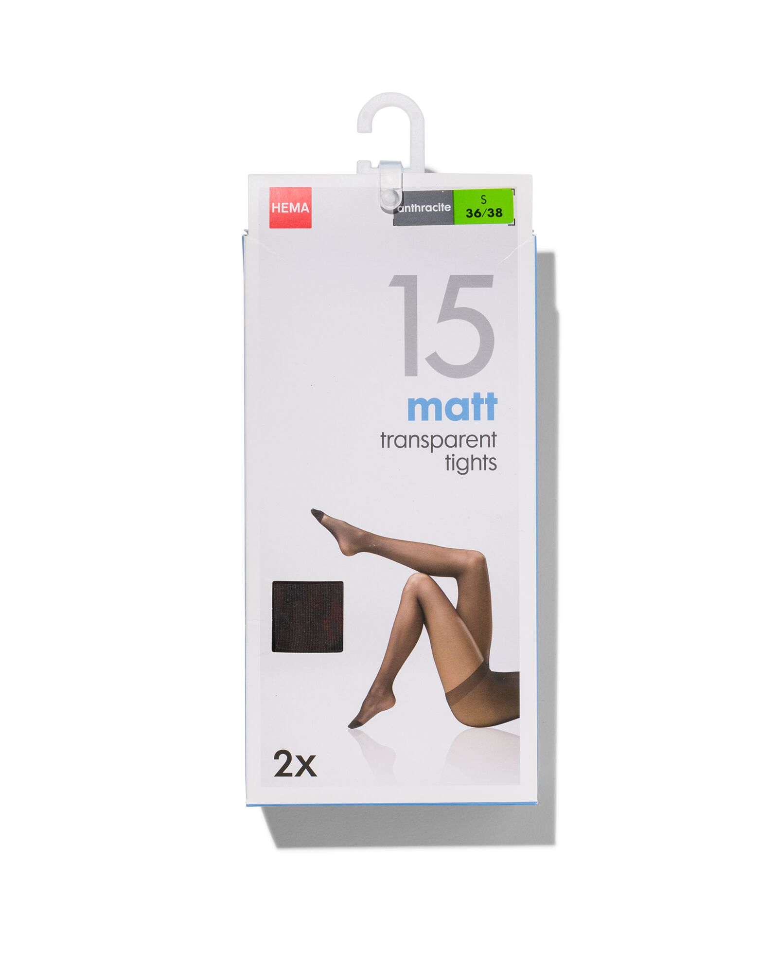 2 collants 15 deniers anthracite - 1000000746 - HEMA