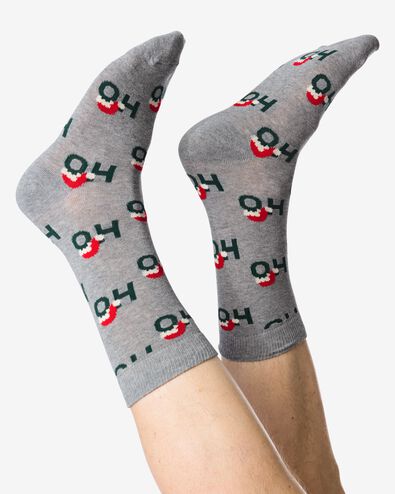 chaussettes homme "ho ho ho" gris chin&eacute; - 4120165GREYMELANGE - HEMA